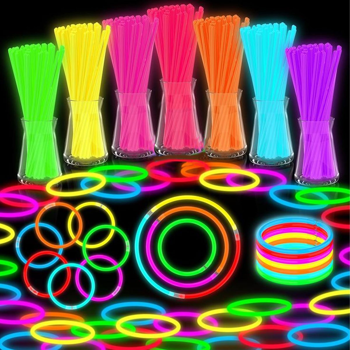 Glow In The Dark Party Glasses - 15/35Piece Glow Stick Bulk Set -