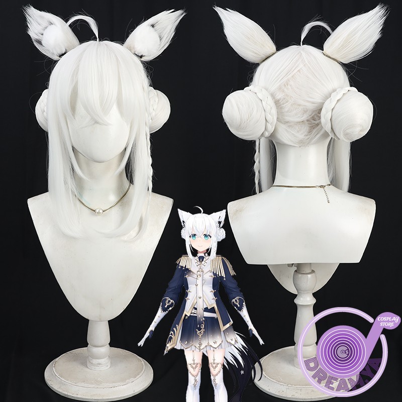 Anime Cosplay Wig Heat Resistant - Shirakami Fubuki Cosplay Wig Vtuber White