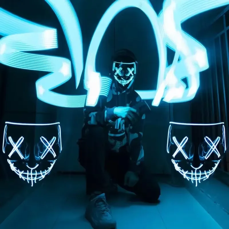 Wireless Neon LED Purge Mask G - Led Purge Mask Halloween 评论和价格