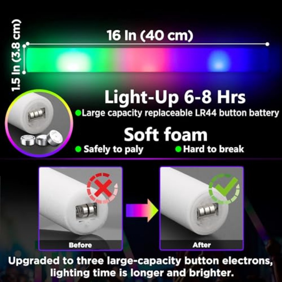 Pcs Foam Glow Sticks Bulk Part - Flashing Led Foam Sticks Party 评论和价格