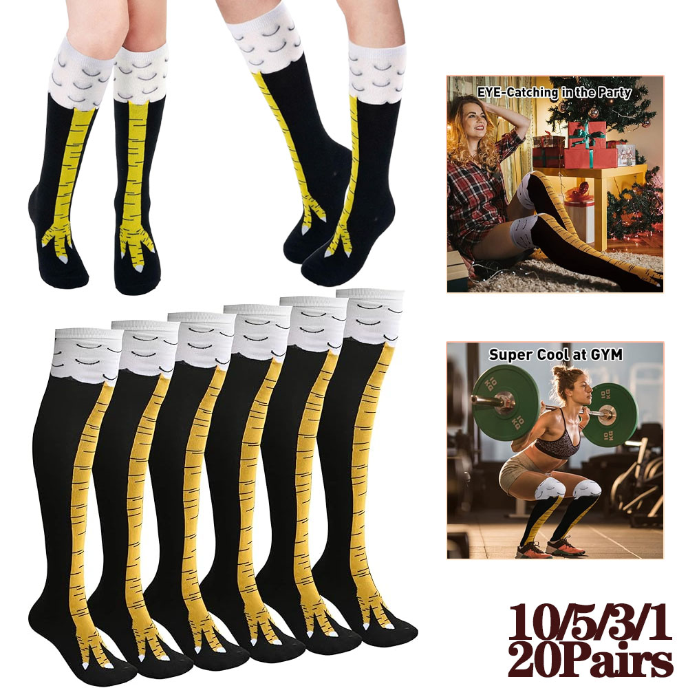 1-20Pairs Funny 3D Chicken Cla - Funny Chicken Leg Socks 评论和价格