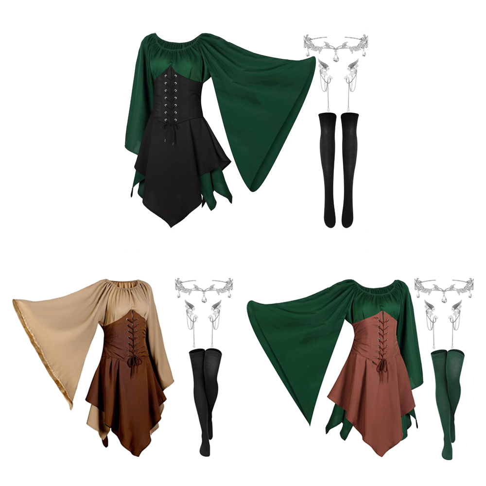 Cosplay Elf Medieval Role Play - Medieval Renaissance Dress Women 评论和价格