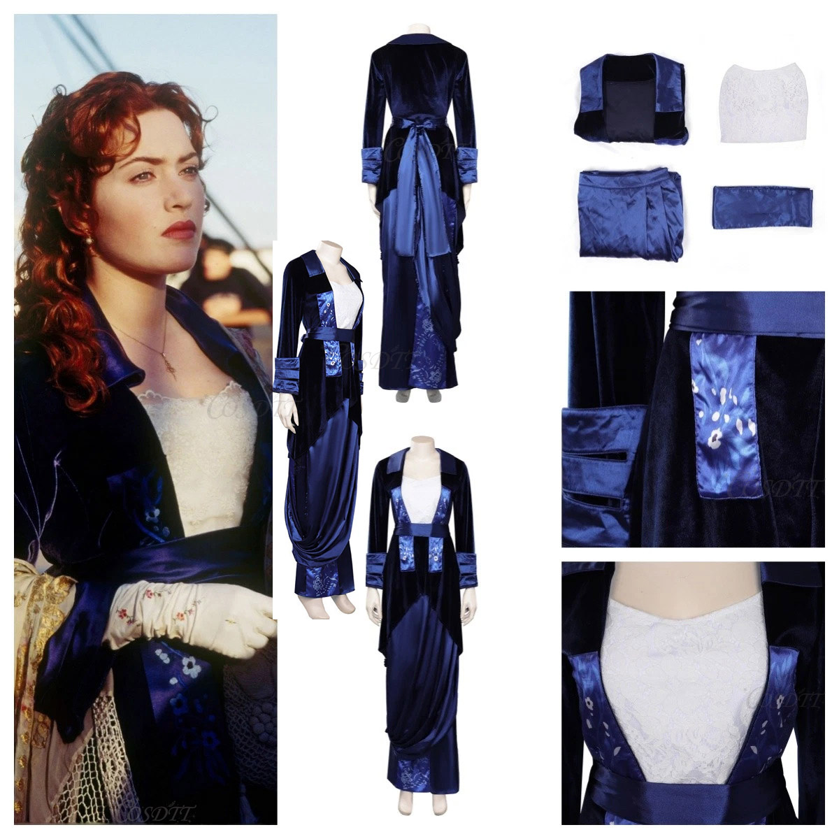 Ruth DeWitt Bukater Cosplay Ti - Medieval Renaissance Dress Women 评论和价格