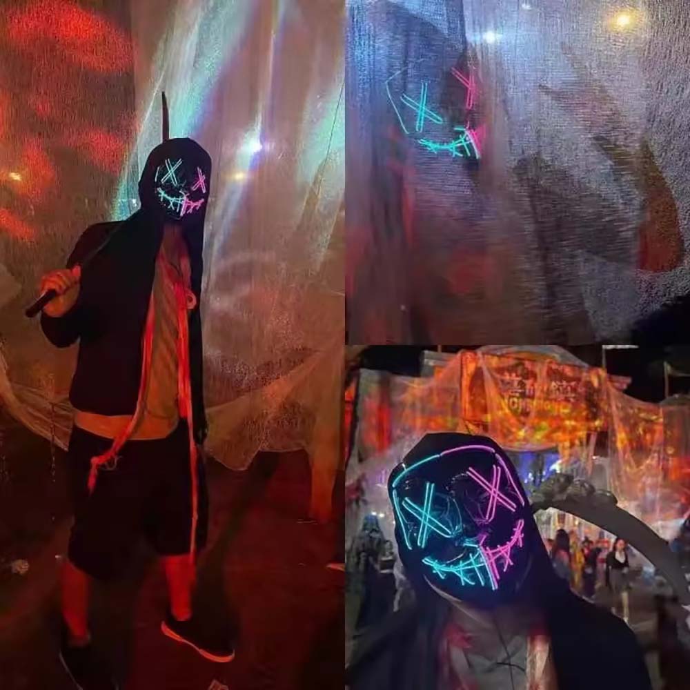 Wireless Neon LED Purge Mask G - Led Purge Mask Halloween 评论和价格