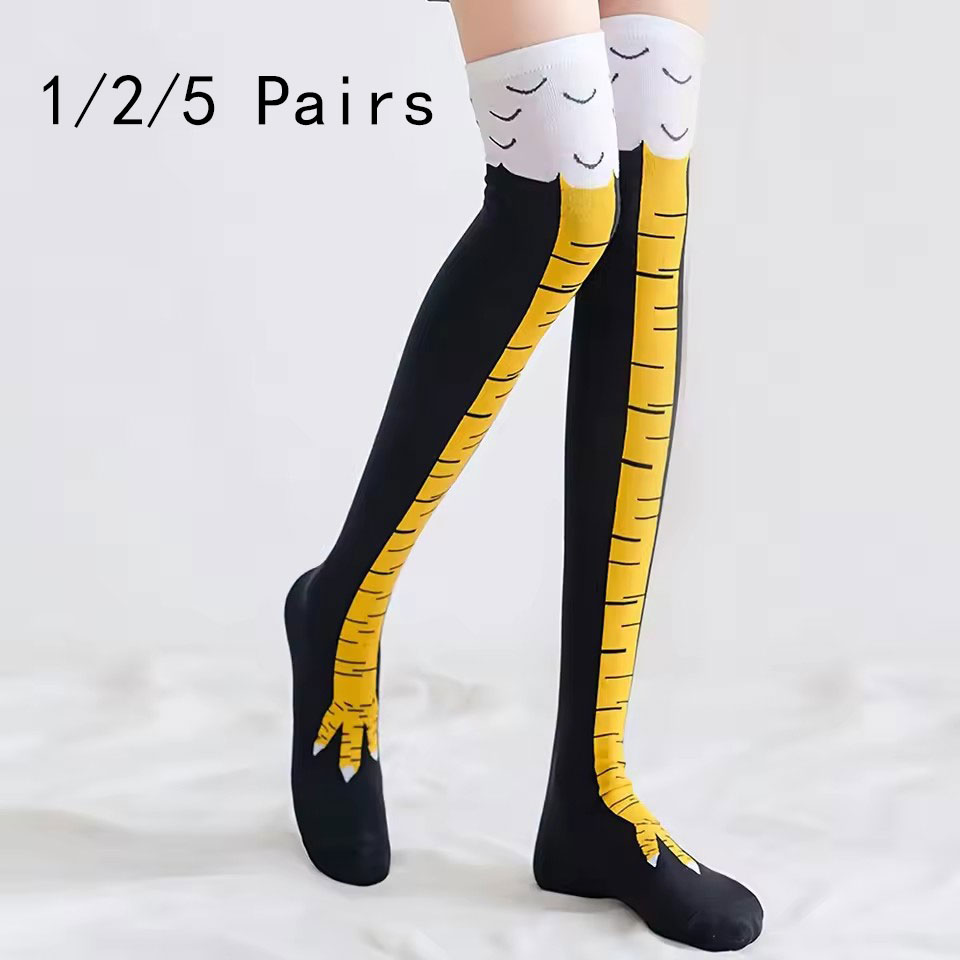 1/2/5/10 Pairs Women Knee High - Funny Chicken Leg Socks 评论和价格