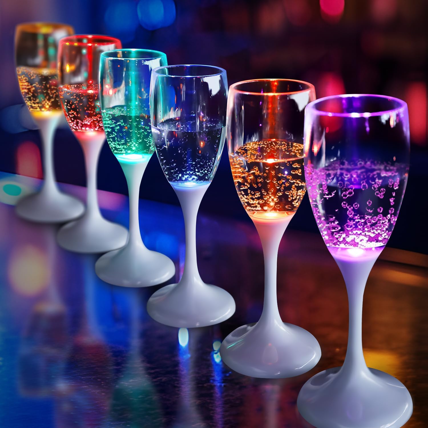 6pcs LED Luminous Champagne Gl - Glow In The Dark Party Glasses 评论和价格