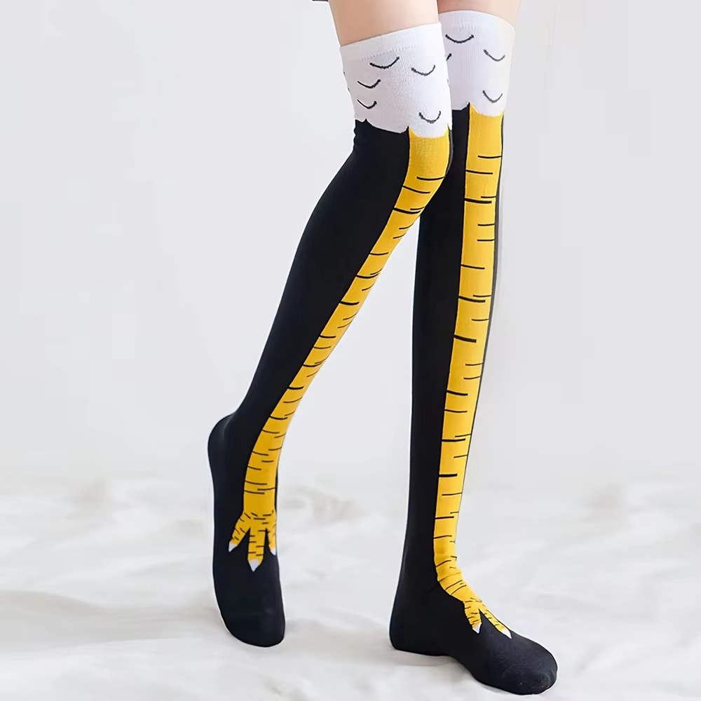 1/2 Pairs Women Knee High Sock - Funny Chicken Leg Socks 评论和价格