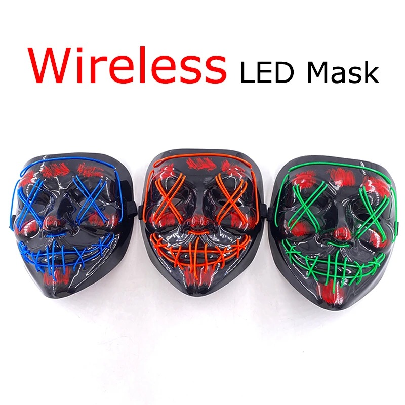 Wireless Neon LED Purge Mask M - Led Purge Mask Halloween 评论和价格