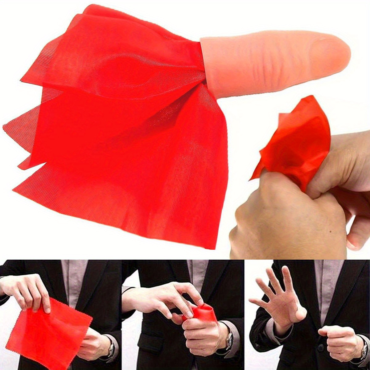 1set Scarf-Vanish Magic Thumb  - Thumb Tip Magic Trick Set 评论和价格