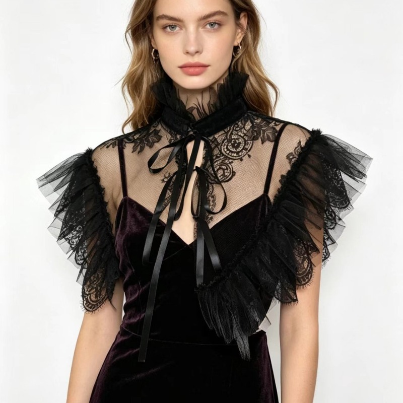 Gothic Style Lace Tulle False  - Costumes 评论和价格