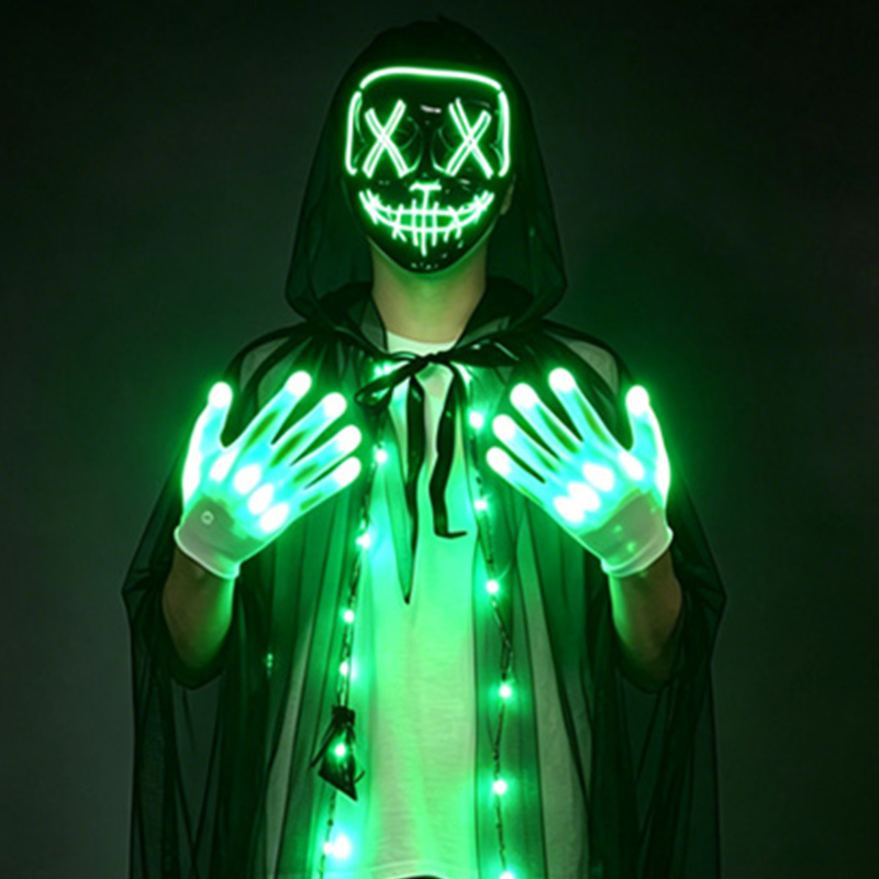LED Skull Mask Light Up Gloves - Led Purge Mask Halloween 评论和价格