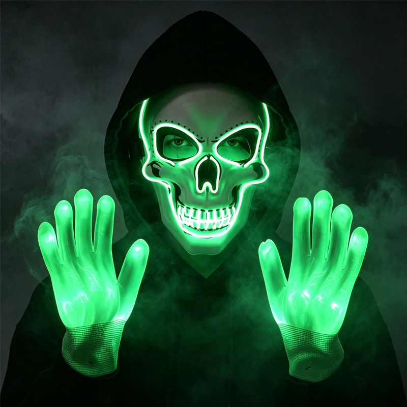 LED Skull Mask Light Up Gloves - Led Purge Mask Halloween 评论和价格