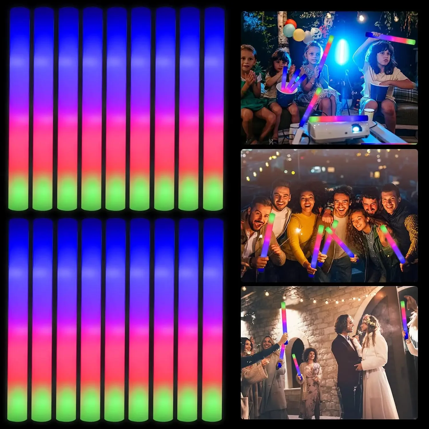 2Z-50PCS Led Foam Glow Sticks  - Flashing Led Foam Sticks Party 评论和价格