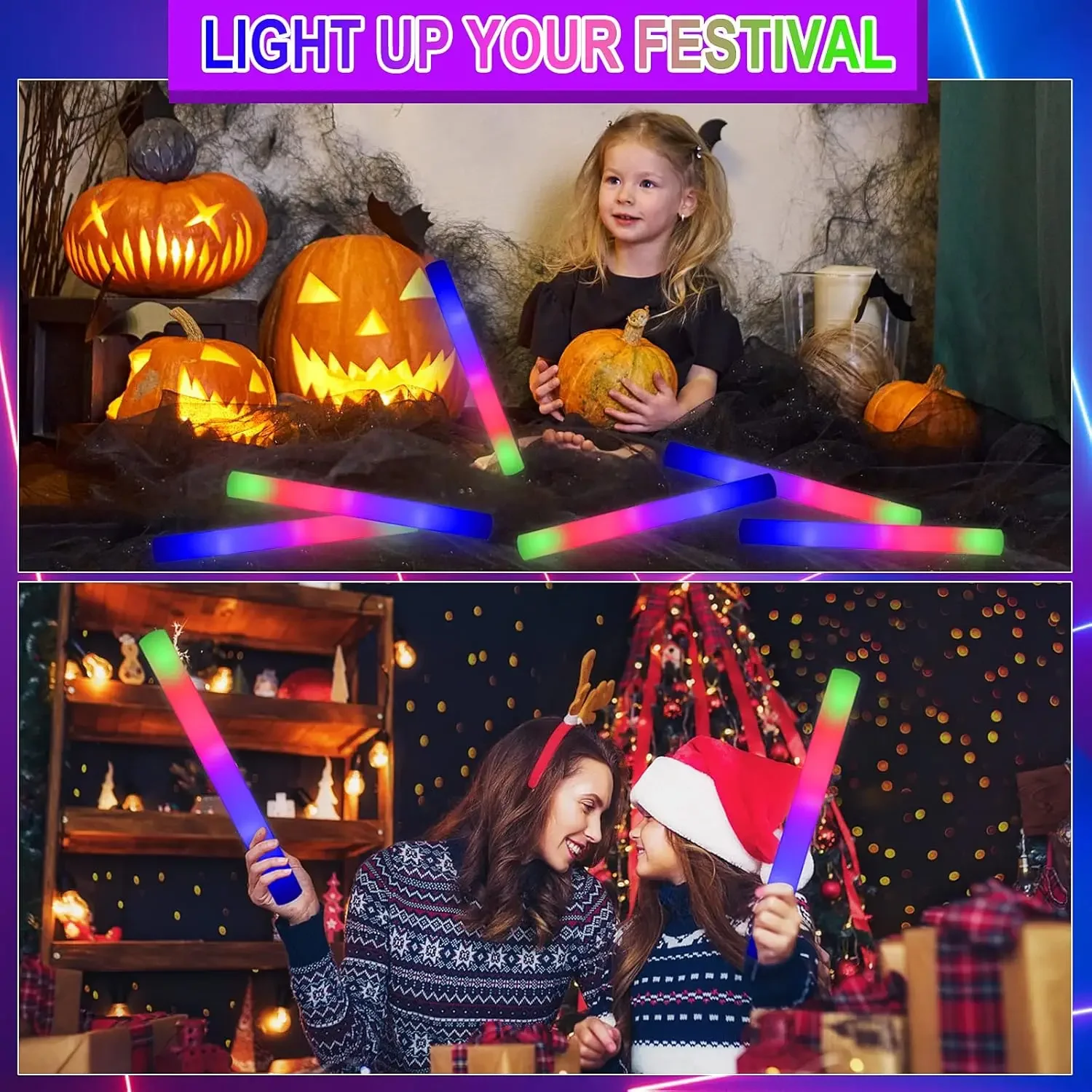 2Z-50PCS Led Foam Glow Sticks  - Flashing Led Foam Sticks Party 评论和价格