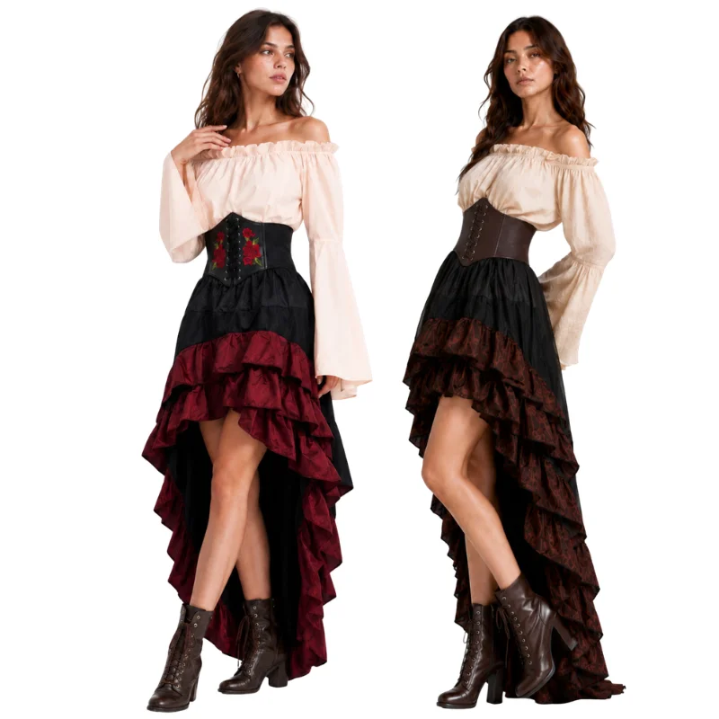Halloween Medieval Retro Pirat - Medieval Renaissance Dress Women 评论和价格