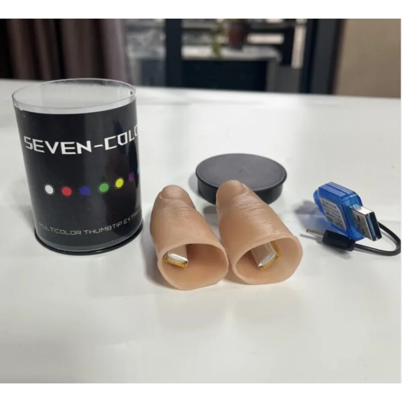Seven Colors LED Light Thumb T - Thumb Tip Magic Trick Set 评论和价格