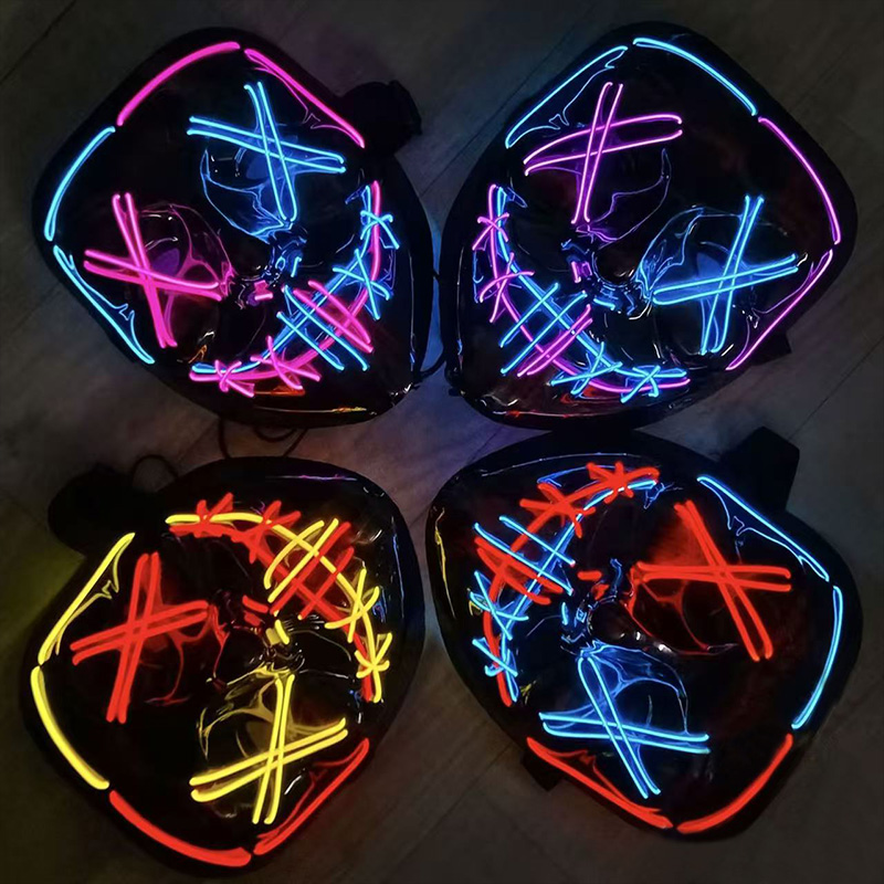 Scary Wireless Luminous LED Pu - Led Purge Mask Halloween 评论和价格