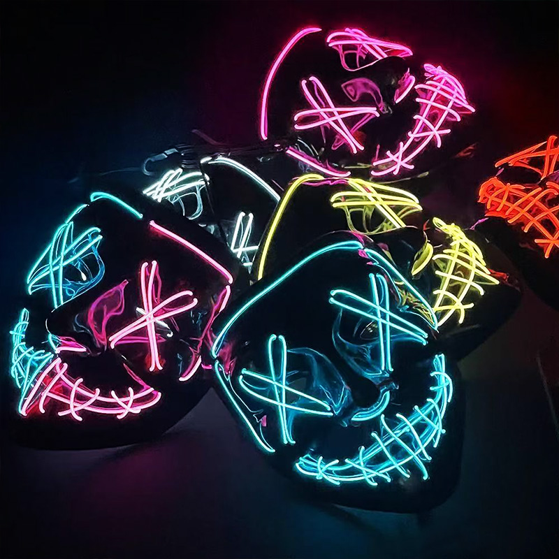 Scary Wireless Luminous LED Pu - Led Purge Mask Halloween 评论和价格