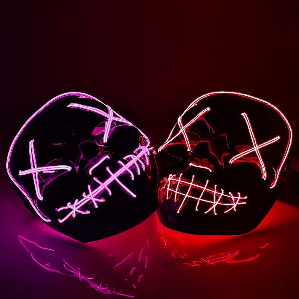 Scary Wireless Luminous LED Pu - Led Purge Mask Halloween 评论和价格