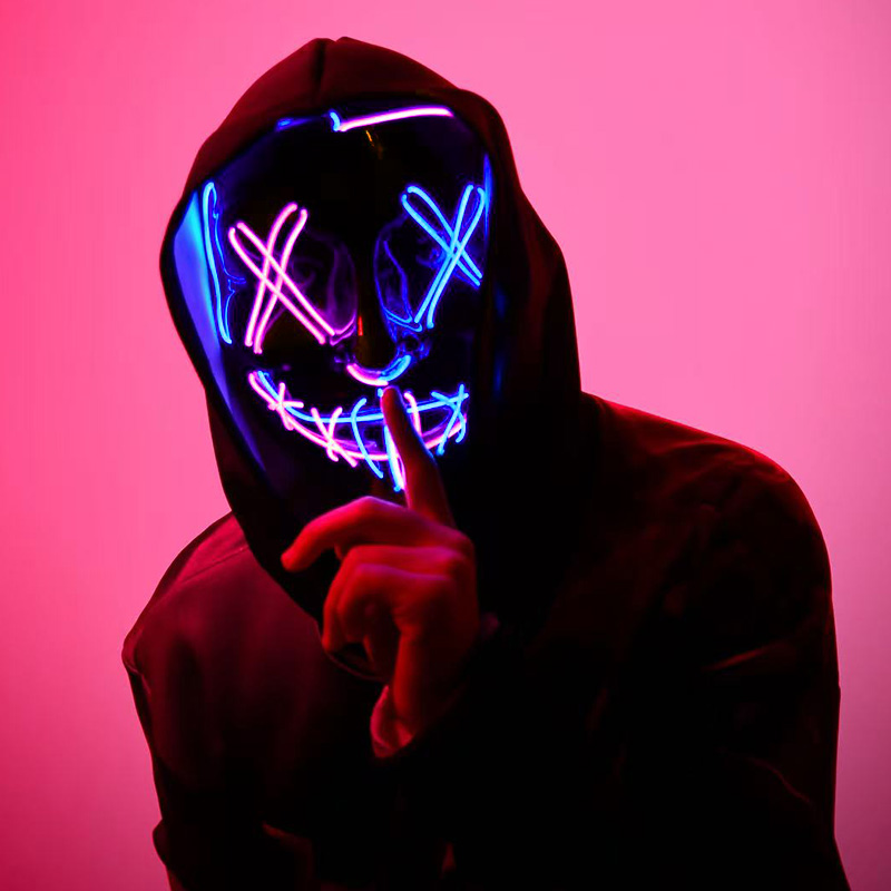 Scary Wireless Luminous LED Pu - Led Purge Mask Halloween 评论和价格